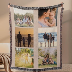 Custom Photo Collage Woven Blanket: Personalized Family Keepsake