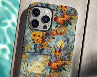 Sunflower Pumpkin Harvest Phone Case, Autumn Floral Bouquet