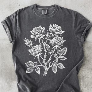 Black and White Rose Graphic T-Shirt: Comfort Colors Unisex Tee