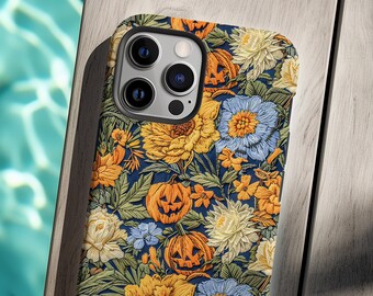 Floral Pumpkin Phone Case: Halloween Autumn Flowers