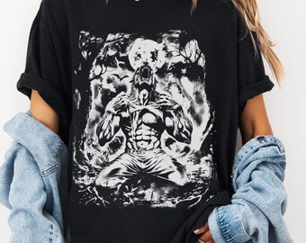 T-shirt vintage loup-garou Meme : t-shirt graphique drôle de loup alpha