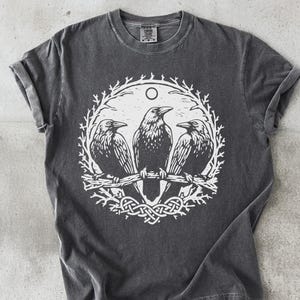 Norse Raven T-Shirt: Celtic Knot Viking Art, Comfort Colors Tee