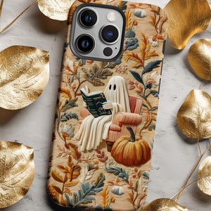 Reading Ghost Phone Case: Floral Book Lover iPhone, Galaxy, Pixel Cover