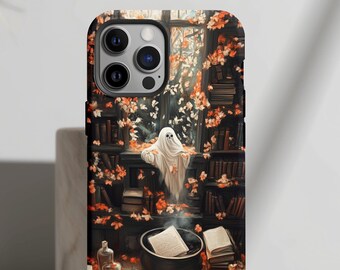 Book Lover Ghost Phone Case: Spooky Library iPhone, Galaxy, Pixel