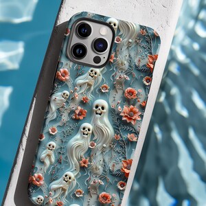 Halloween Phone Case, iPhone 15 Pro Max Case, Samsung S24 Ultra Case, Pixel 8 Pro Case, Cute Ghost Floral Cover, Spooky Gift