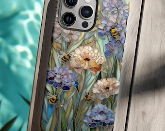 Bumblebee Floral Stained Glass Style Phone Case