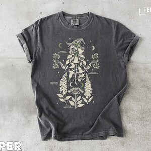 Retro Herb Witch Unisex T-Shirt, Moon Goddess Boho Tee, Celestial Herbal Magic Shirt, Unique Graphic Witchy Apparel