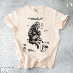 Golden Snub Nosed Monkey T-Shirt: Unique, Detailed, Primate Illustration