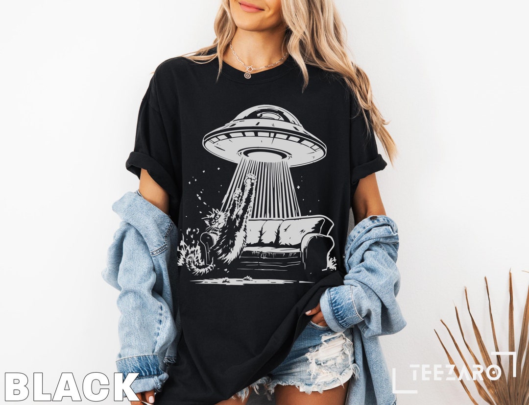Funny Alien Abduction Cat T-shirt: UFO Humor Tee - Etsy