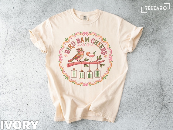 Bird Bam Cheers Mahjong T-Shirt | Cocktail Bird Game Night Tee