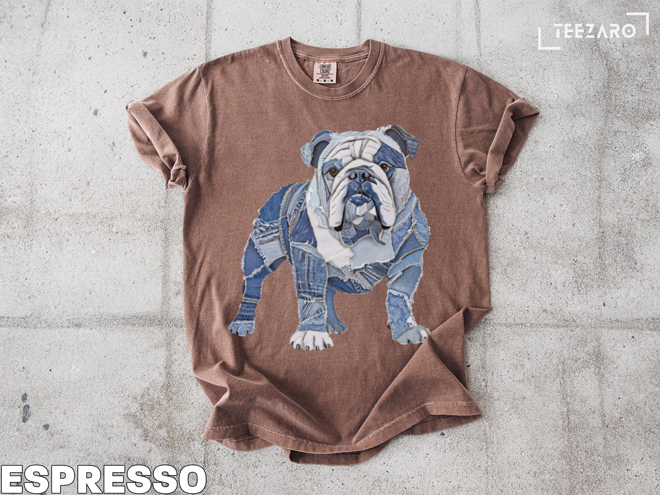 Denim Patchwork Print Bulldog T-shirt: Unique Dog Lover Gift - Etsy