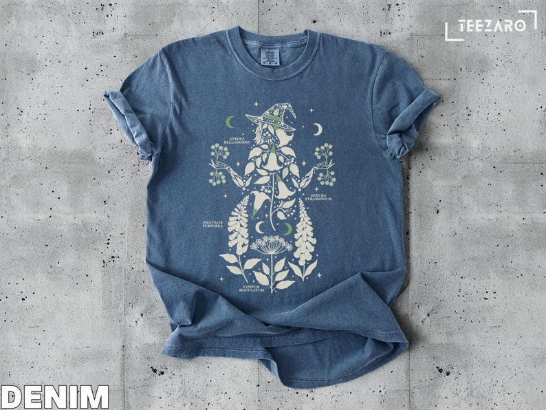 Spiritual Witch T-shirt, Mystical Nature Art Tee, Witchy Graphic Shirt, Celestial Boho T-shirt, Women's Witchcraft Clothing