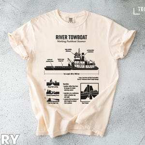 Camiseta de remolcador fluvial, camiseta con diagrama de barco de vapor, regalo de ingeniería náutica