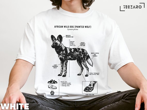 African Wild Dog T-shirt: Painted Wolf, Lycaon Pictus, Endangered