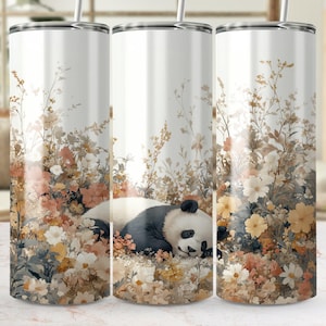 Panda Floral Tumbler Wrap Design (Digital Download)