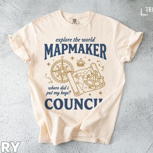 Kartmakarrådet T-shirt, vintage karta kompass äventyrströja, kartografiälskare gåva