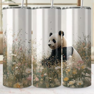 Panda Wildflower Meadow Tumbler Wrap: Nature PNG (Digital Download)