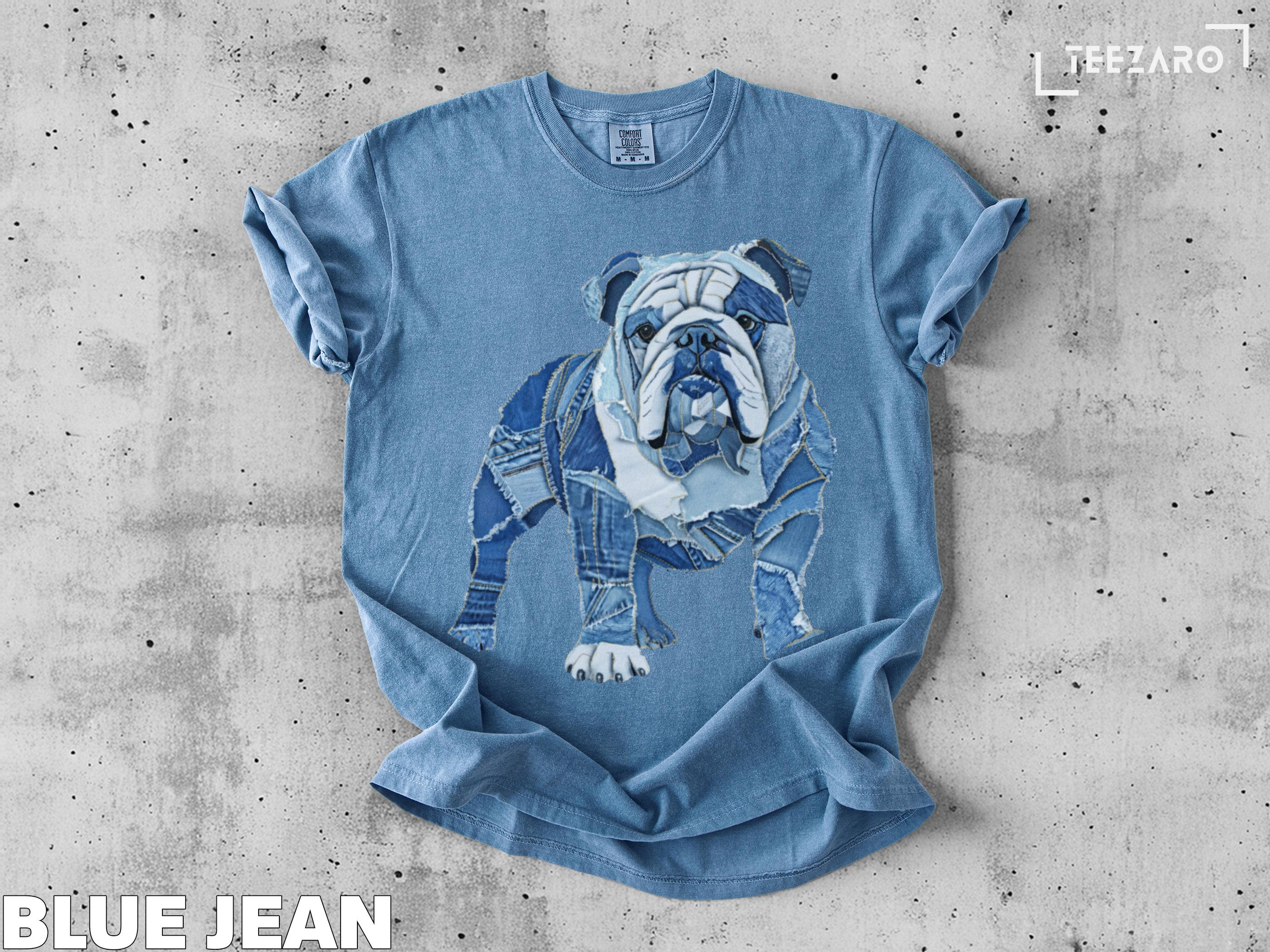 Denim Patchwork Print Bulldog T-shirt: Unique Dog Lover Gift - Etsy
