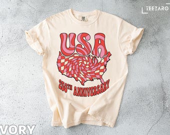 USA 250th Anniversary T-Shirt: Fourth of July, Semiquincentennial, Comfort Colors