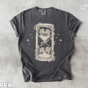 Hourglass Rose T-Shirt: Gothic Floral Graphic Tee