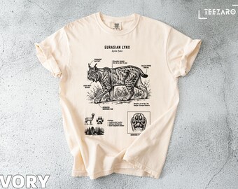Eurasian Lynx T-Shirt: Detailed Illustration, Large Format, Wildlife Apparel