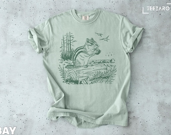 Chipmunk T-Shirt: Forest, Nature, Birds, Wildlife, Distressed Design