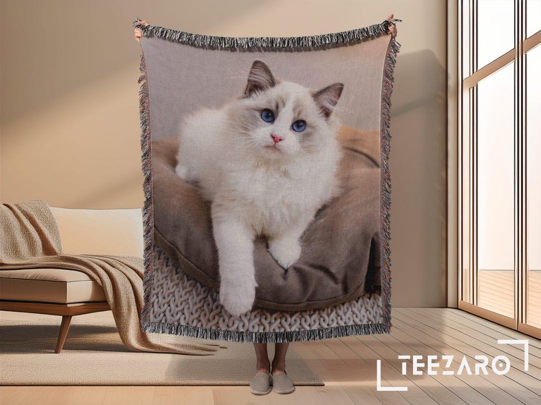 Custom Pet Photo Woven Blanket: Dog Cat Memorial Gift - Etsy