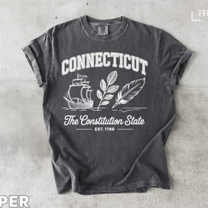 Connecticut T Shirt, The Constitution State Tee, Vintage Est 1788 Shirt, Sailboat Feather Connecticut Pride Shirt, Gifts for Connecticut