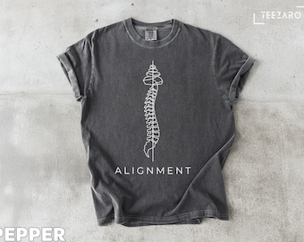 Koszulka z nadrukiem kręgosłupa: Wyrównanie, Chiropraktyka, Anatomia, Minimalizm, Koszulka z grafiką