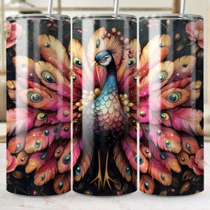 Beautiful Peacock 20oz Tumbler Wrap PNG, Vibrant Sublimation Design, Digital Download for 20oz Tumblers