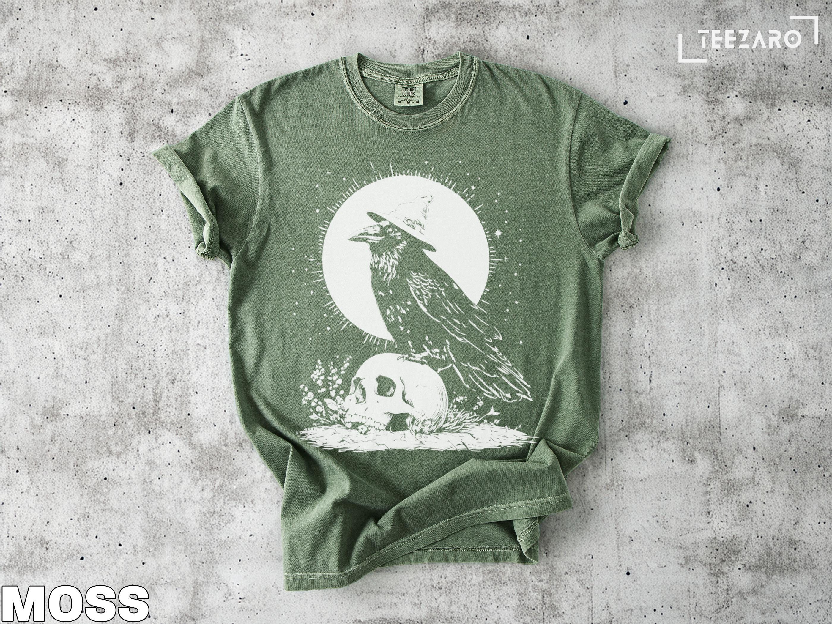 Raven Skull T-shirt: Witch Hat Gothic Tee - Etsy
