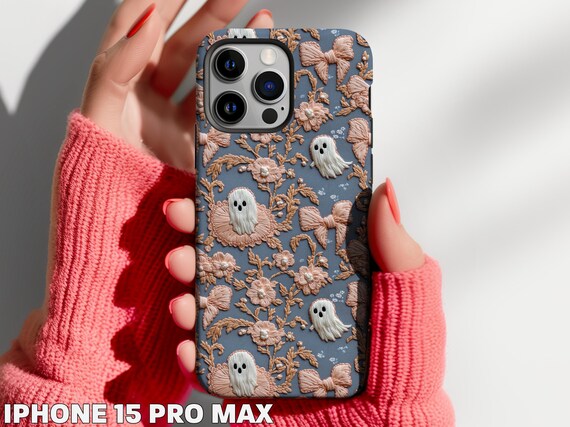 FIWAYGENN Custodia Artistica Per IPhone 15, Design Boho Halloween Con Pipistrelli E Fantasmi, TPU Resistente Agli Urti, Supporta Ricarica Wireless - 2