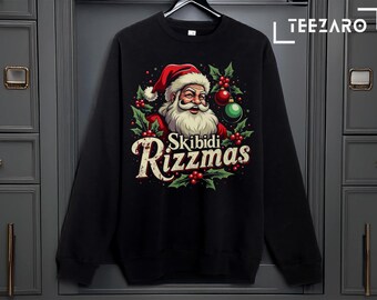 Skibidi Rizzmas Santa Sweatshirt, Funny Christmas Pullover