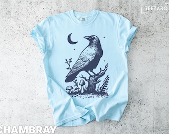 T-Shirt Rabe: Lunar Occult Design, Grafikdruck, Minimalistischer Stil