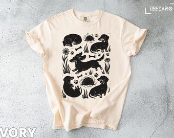 T-shirt teckel: T-shirt met comfortabele kleuren, grafische hondenras, uniseks ontwerp