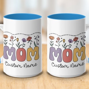 Personalized Mother's Day Gift, Colorful Mothers Day Custom Name Mug with a Quote, Floral Mom Coffee Cup, Unique Typography Design For Her zdjęcie 7