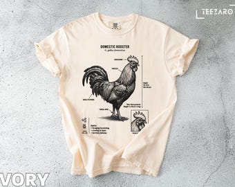 Hahn T-Shirt: Detailliertes Farm Tier Design, Comfort Colors Shirt, Flock Beschützer