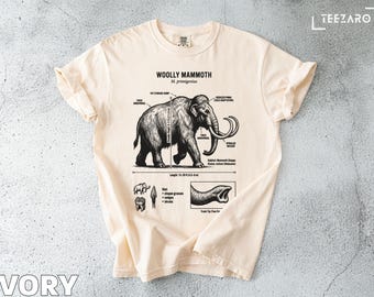 Woolly Mammoth T-Shirt: Extinct Species, Anatomical Detail, Comfort Colors