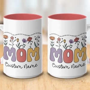 Personalized Mother's Day Gift, Colorful Mothers Day Custom Name Mug with a Quote, Floral Mom Coffee Cup, Unique Typography Design For Her zdjęcie 9