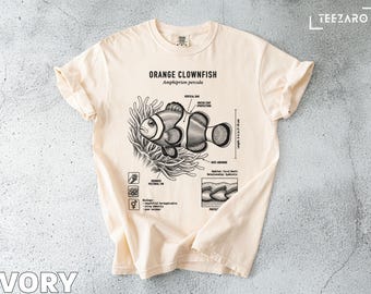 Camiseta de pez payaso: Amphiprion percula, ilustración gráfica, biología detallada