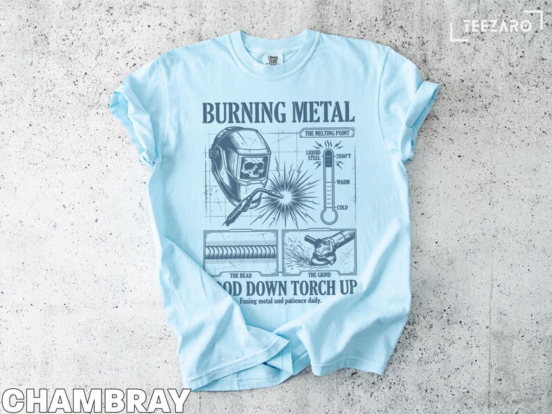 Burning Metal Graphic T-Shirt, Welding Humor Tee, Unique Gift for Welders, Cool Welding Apparel, Funny Welder Shirt