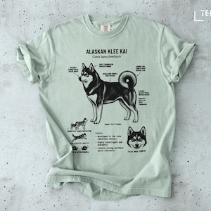 Camiseta de perro Alaskan Klee Kai, ilustración científica de la raza, camiseta para amantes de las mascotas