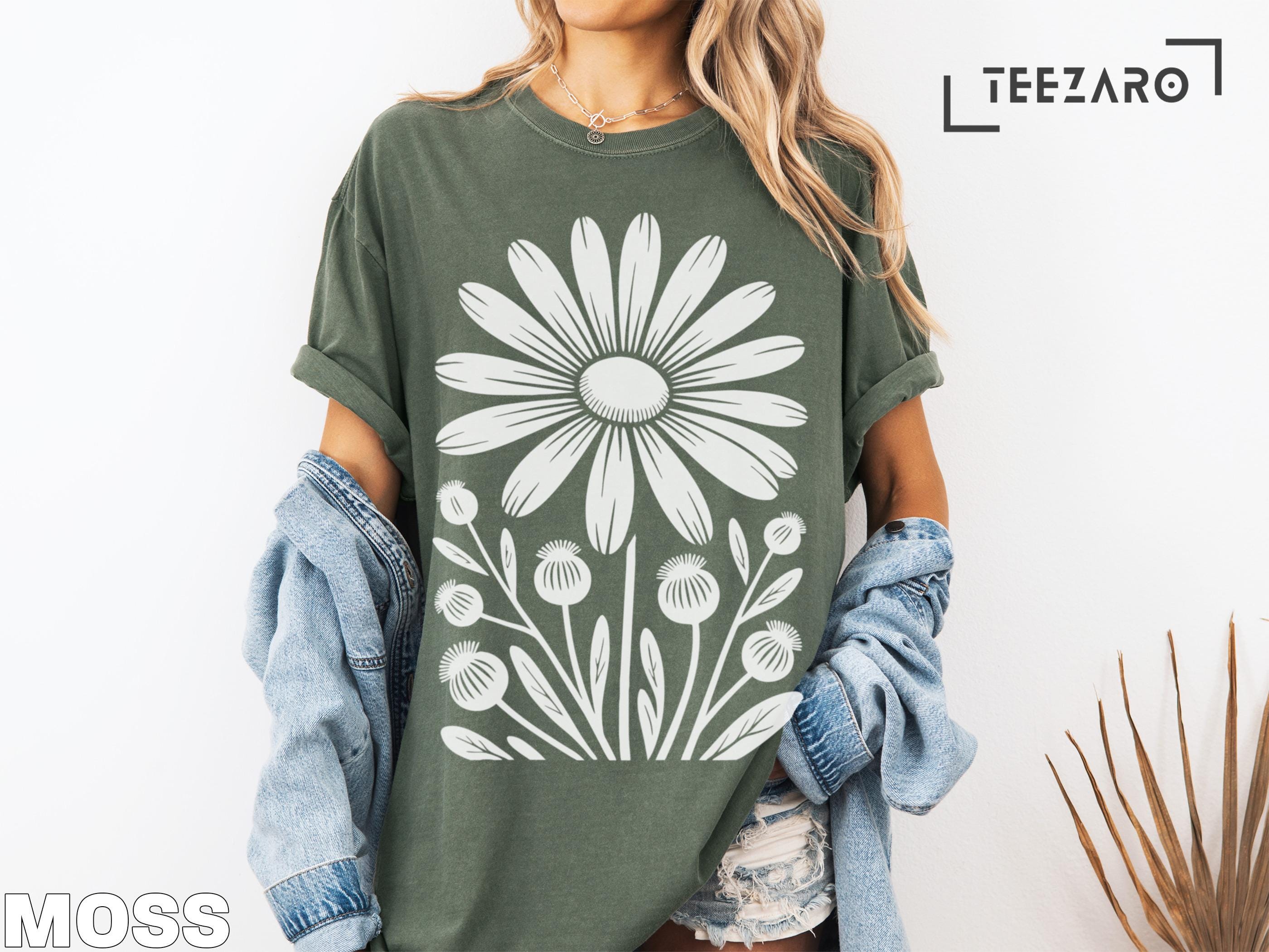 Daisy T-shirt, Floral Tee, Flower Shirt, Botanical Art