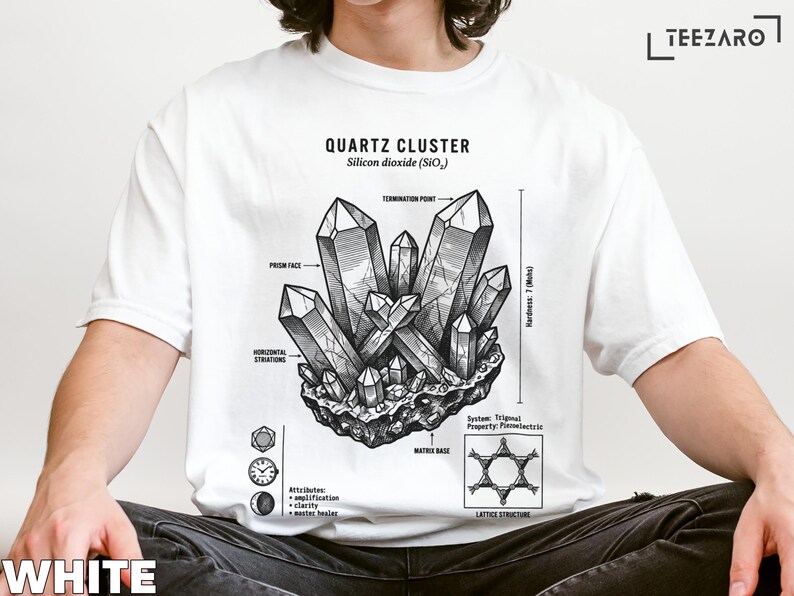 Quartz Cluster T-shirt: Detailed Diagram, Crystal Science, Comfort ...
