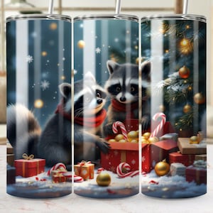 Christmas Raccoon 20oz Tumbler Wrap: Festive Holiday PNG (Digital Download)