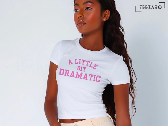 Y2K Baby Tee, A Little Bit Dramatic Crop Top, Pink Script - Etsy