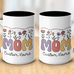 Personalized Mother's Day Gift, Colorful Mothers Day Custom Name Mug with a Quote, Floral Mom Coffee Cup, Unique Typography Design For Her zdjęcie 6