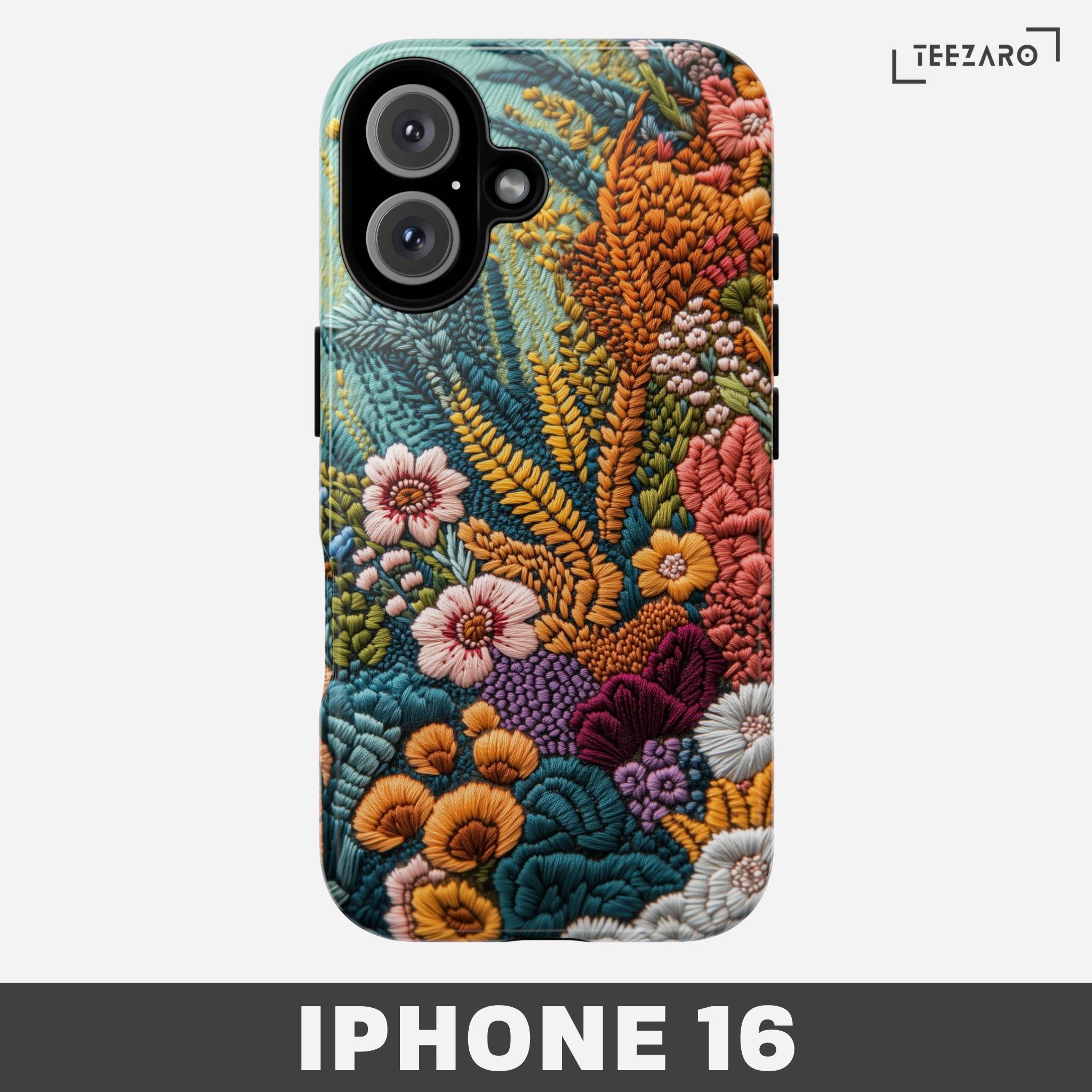 刺繍入り花柄スマホケース：植物園デザイン、丈夫な二層構造 - Etsy 日本