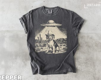 Maglietta Cowboy Beagle UFO Abduction - Regalo per amanti dei cani alieni in stile western
