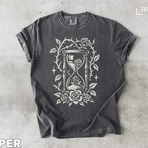 Hourglass & Roses Graphic T-Shirt: Floral Goth Tee